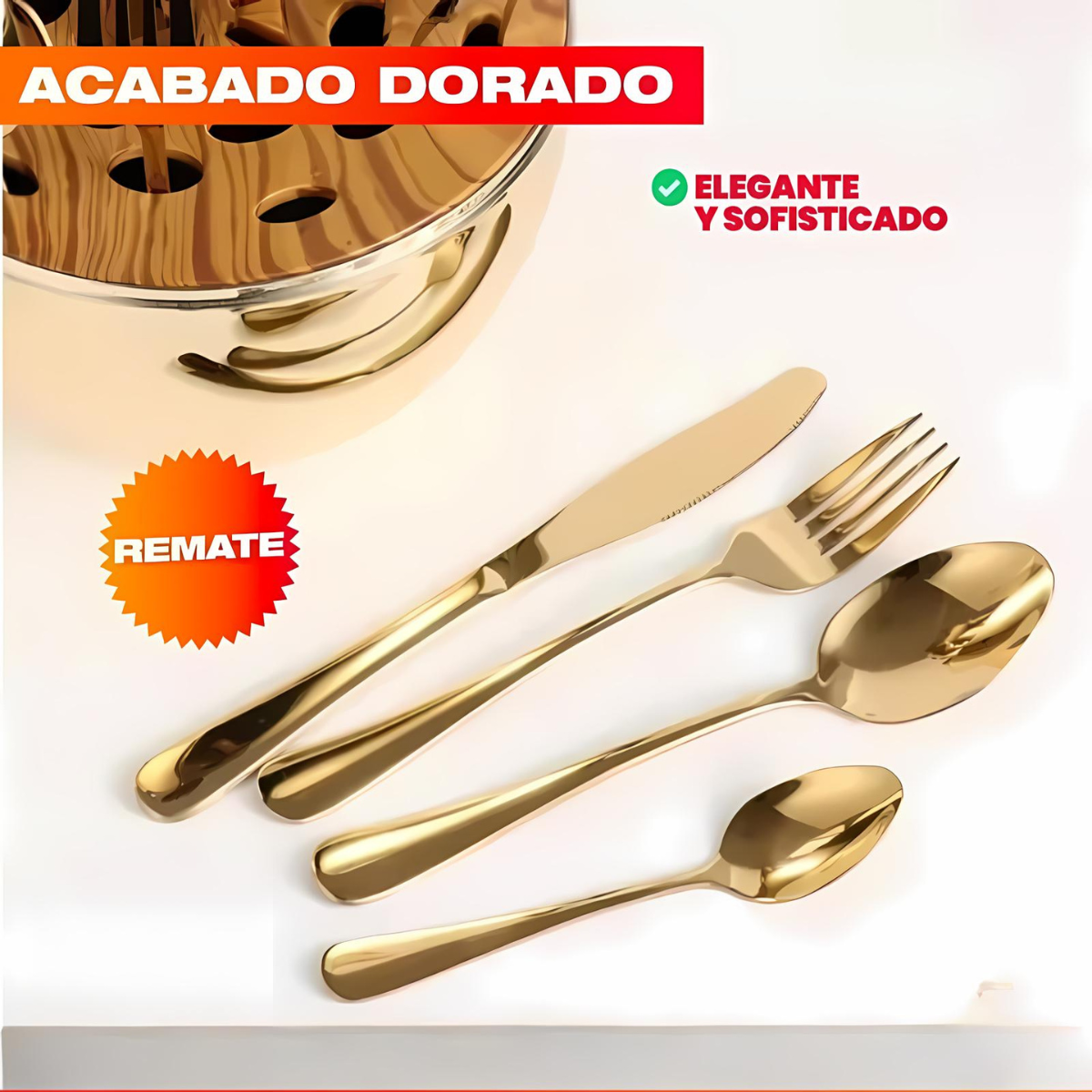 SET DE CUBIERTOS DE LUJO DORADOS - 24 PIEZAS