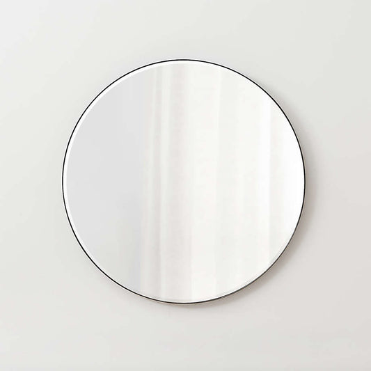 Espejo de pared redondo pequeño Edge negro de 30"